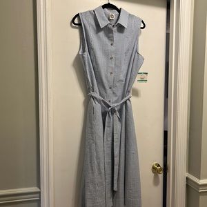 ANNE KLEIN
Seersucker Diane Midi Shirt Dress